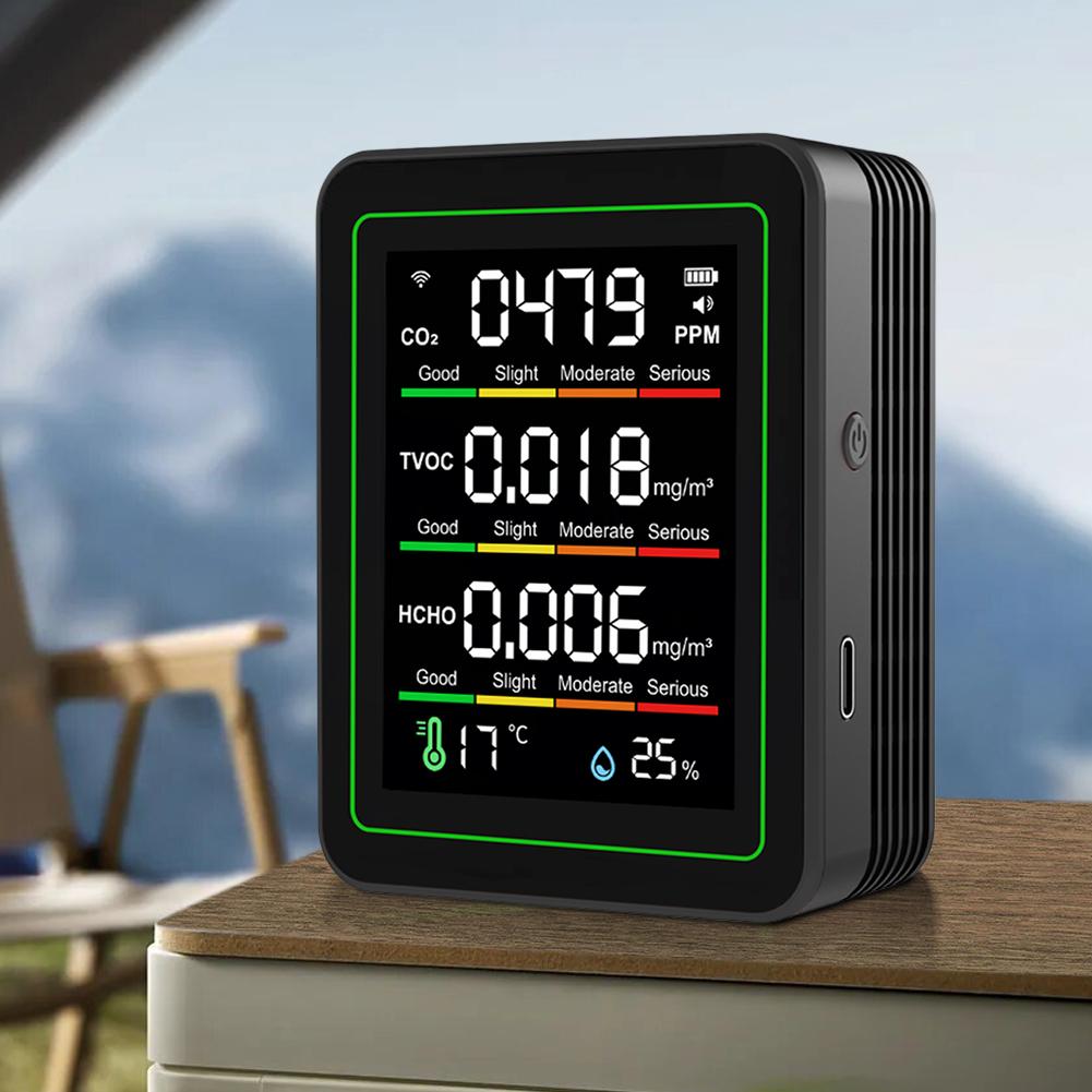 Smart Air Quality Monitor Temperature & Humidity Indoor WiFi Air Quality Detector Air Quality Tester for AQI CO2 PM2.5 HCHO