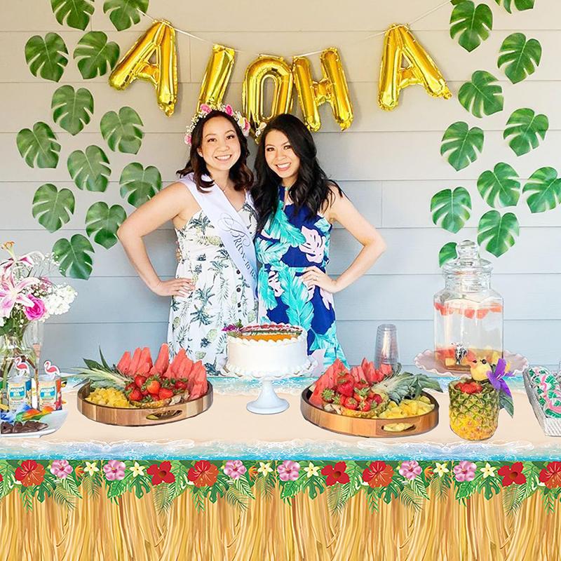 1pc Hawaiian Flamingo Grass Flowers Pattern Disposable Tablecloth Summer Beach Birthday Celebration Decoration Party Supplie