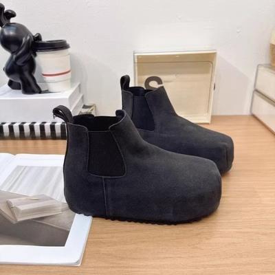Scarpe con suola spessa, Stivaletti alla caviglia, Scarpe da donna, Stivali retrò in pile con tacco alto