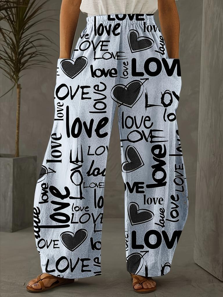 Casual Pants with a LOVE Print