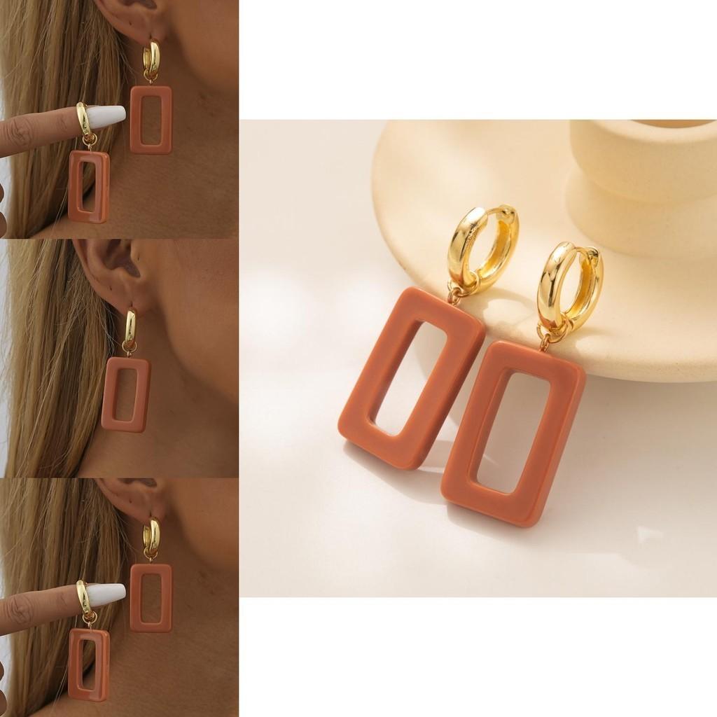 Trendy Fall Geometric Earrings 2023 Stylish Resin Design Square