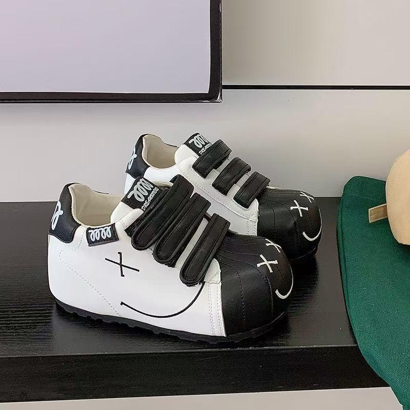 Ugly Cute Big Head New Velcro Versatile Sports Little White Shoes Casual Board Shoes Inner Height Increase Bread Shoes Women