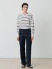 LE STUDIO Striped V-Neck Knit (Iv)