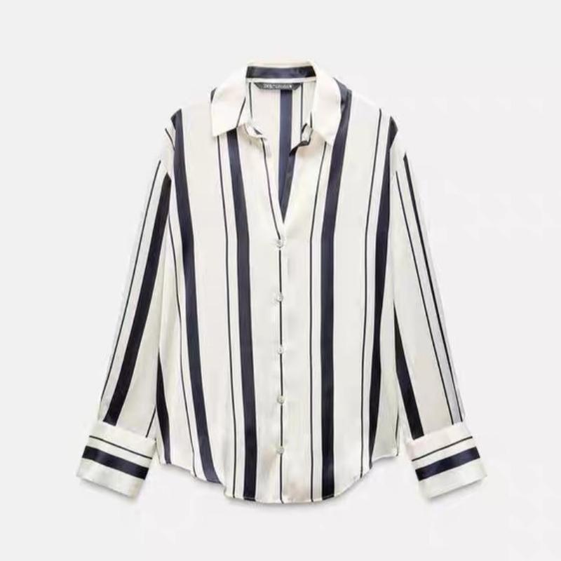 

Новая модная повседневная полосатая рубашка с длинным рукавом для женщин, весенние и осенние топы, базовая блузка на пуговицах для женщин, простая облегающая офисная рубашка с лацканами 26341 XL