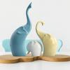 Beautiful Ceramic Multicolour 3 Pcs Elephant Family for Home Decor (Pack of 1, Multicolor)