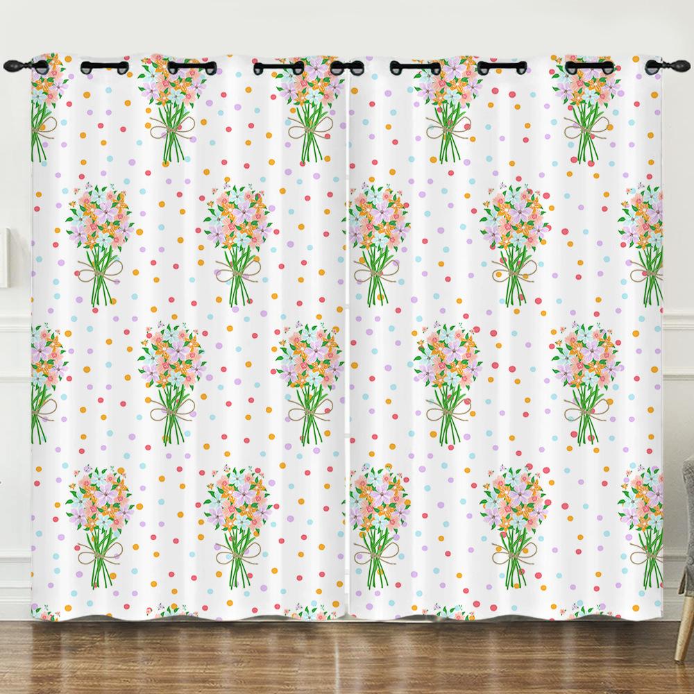 

Занавеска Цветок Простой Полный Экран Цветок 3D Цифровая Печать Затемняющая Занавеска На Люверсах 97cm*114cm*2