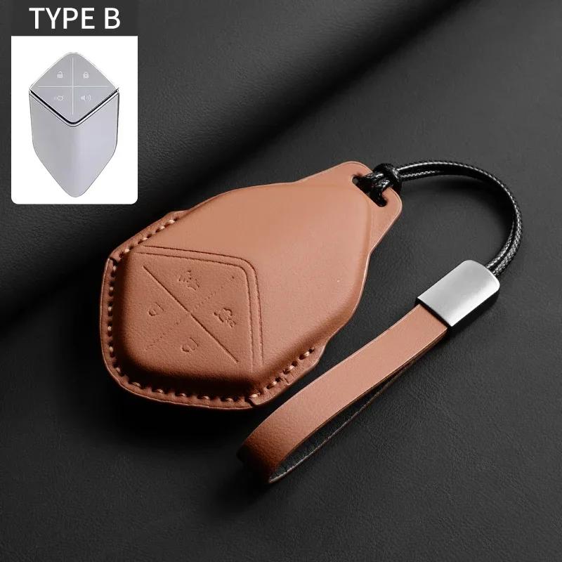 Leather Car Key Case Cover Holder Keychain Protective Shell for Changan Deepal S7 SL03 UNIT UNIK CS35 Plus CS55 Plus CS75