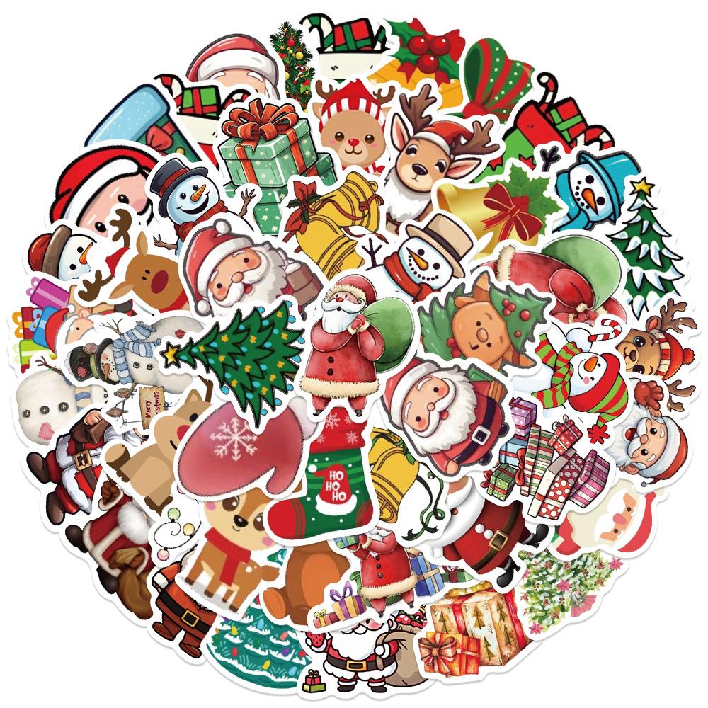 10/30/50pcs Kawaii Cartoon Christmas Stickers Santa Claus Graffiti Sticker Waterproof DIY Suitcase Guitar Phone Cute Decals Toy