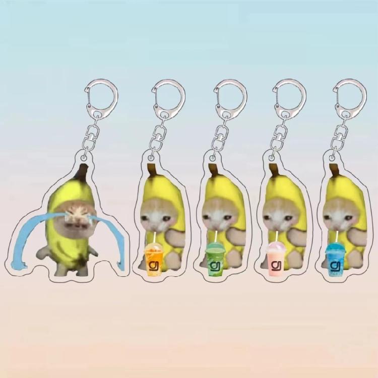 Practical Lovely Animal Banana Cats Keychain Small Pendant Versatile Daily Accessories for Home and Office Decoration
