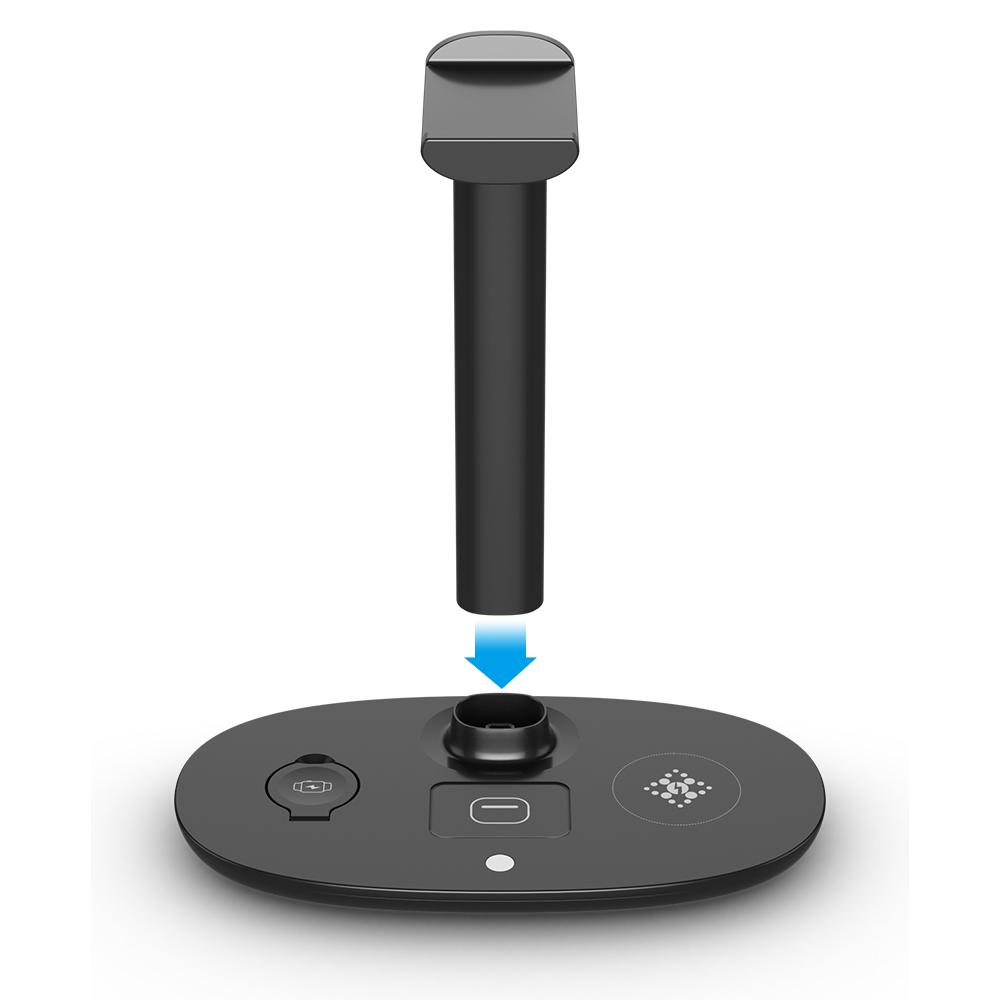 

B-15A 4-in-1 Wireless Charger Headset Hanger QC 3.0 Charging Station Headset Holder for Smartphones/Smartwatch/Earbuds/Headset