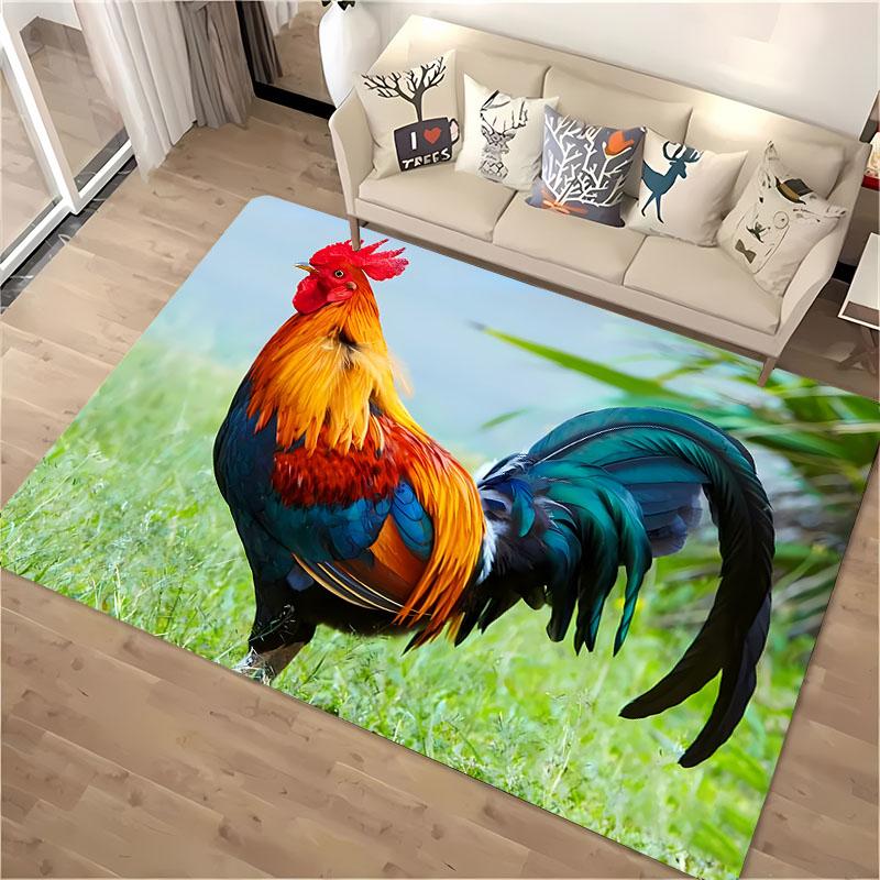 Funny Gallic Rooster 3D HD Printing Carpet for Living Room Cartoon Kid Bedroom Sofa Doormat Mat Floor Tapete Anti-slip Decor Rug