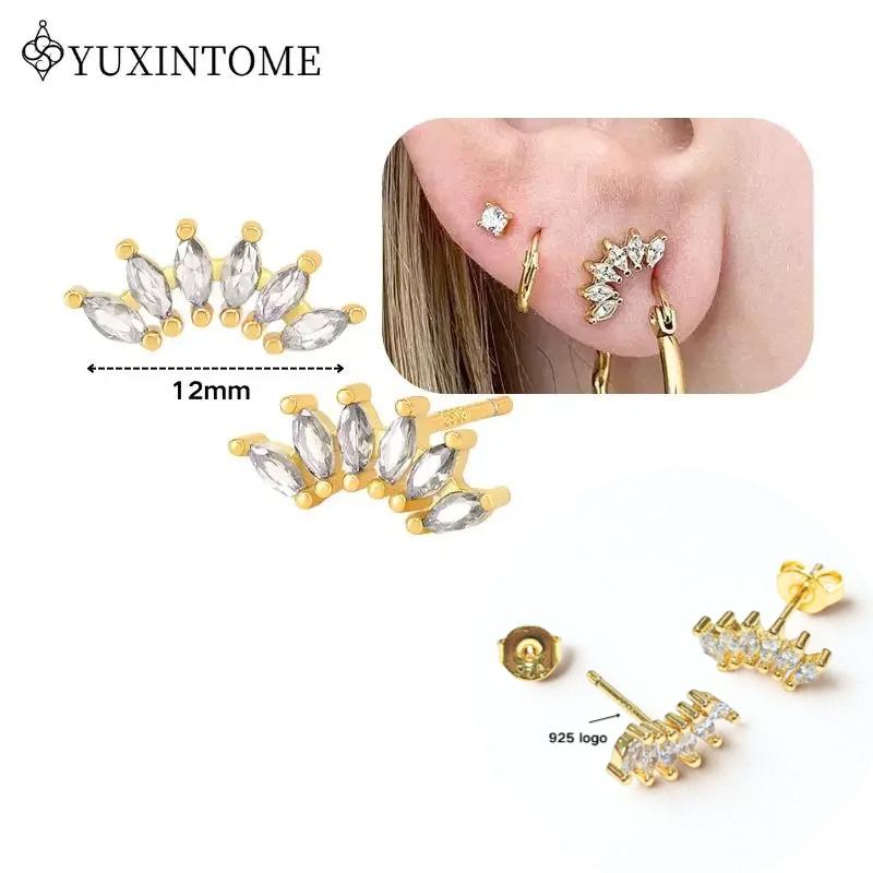Dames 925 Zilveren Oorstekers Kristal Zirconia Waterdruppels Stud Hoops Goud Huggie Oorbellen Premium Luxe Feest Sieraden