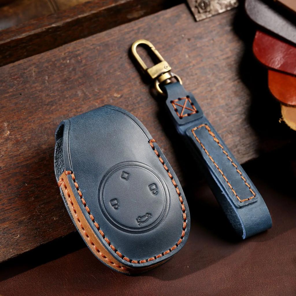 Leather Car Key Cover Keychain Holder Case Protector for Leapmotor T03 S01 C11 4 Buttons Smart Remote Accessories