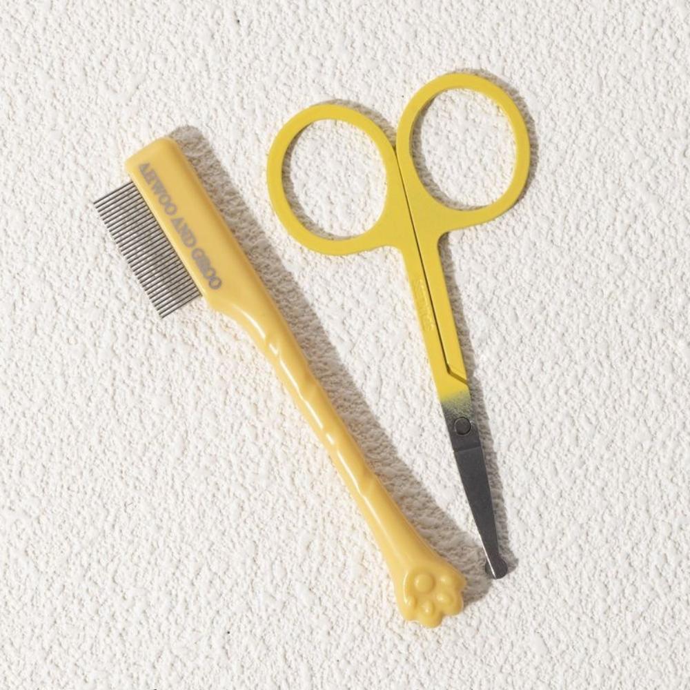 

Набір гребінців для чищення обличчя домашніх тварин із нержавіючої сталі. Гребінець для котячої шерсті. Засоби для чищення домашніх тварин жовтий