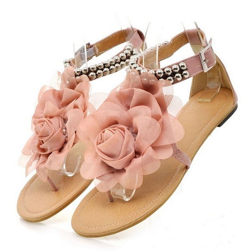 Chic Bohemia Flower Women Flat Beach Sandals Perfect For Any Summer Outfit Eu35-42