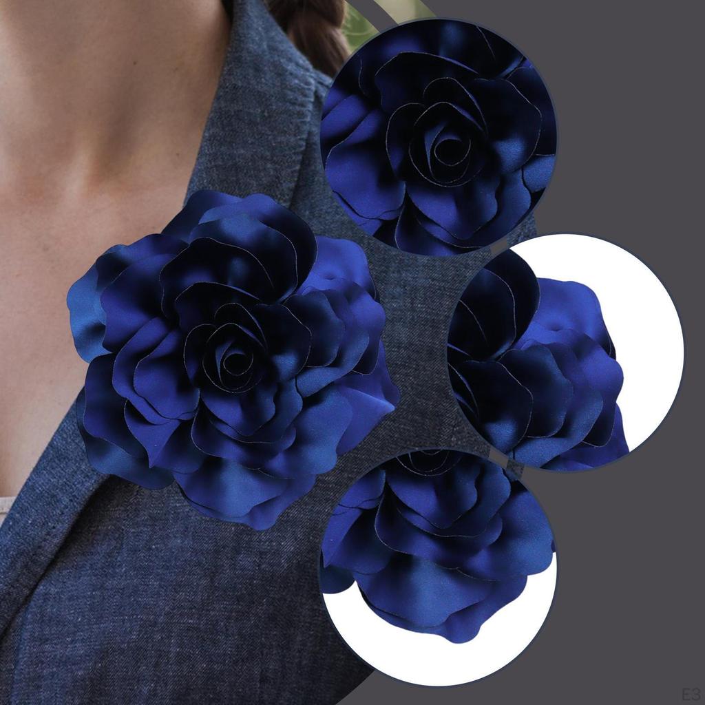Flower Brooch Pin Boutonniere Classic Diameter 20cm with Clip Decorative Corsage Lapel for