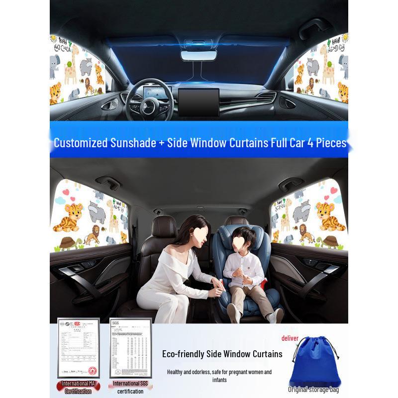 Car Sun Visor Sunshade for Small Windows - Heat Insulation Curtain for Interior Windshield