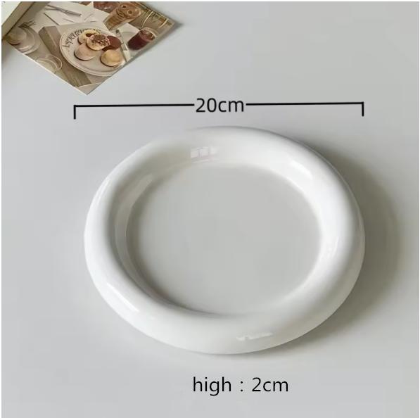 

Круглая керамическая тарелка Толстостенная тарелка для западной кухни Креативная тарелка для стейка Скандинавская посуда Керамическое блюдо Основное блюдо Кухонная утварь