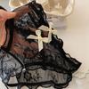 Comfortable Low Waist Lace Panties Bow Cotton Crotch Mesh Flower Briefs Lingerie Transparent Underwear for Women Girl