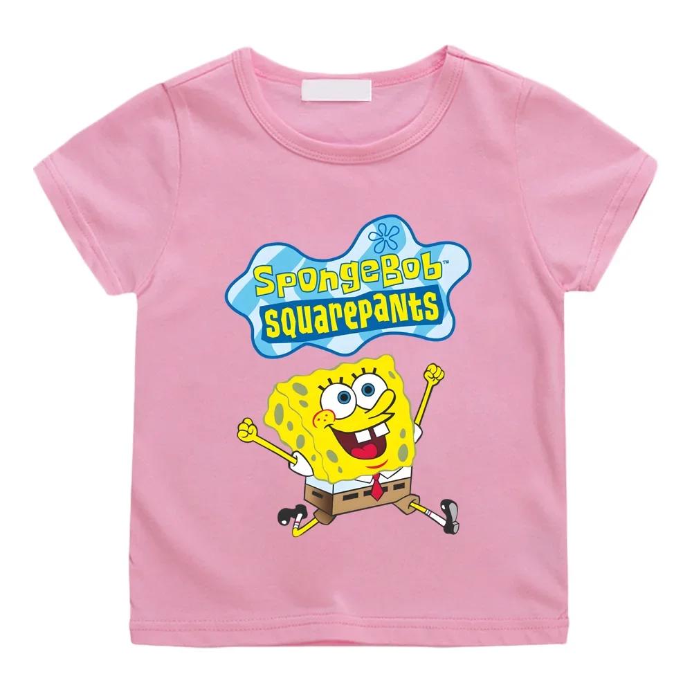 SpongeBob SquarePants Pure Cotton Cartoon Pattern TShirt ShortSleeved Casual Versatile Top for Boys And Girls