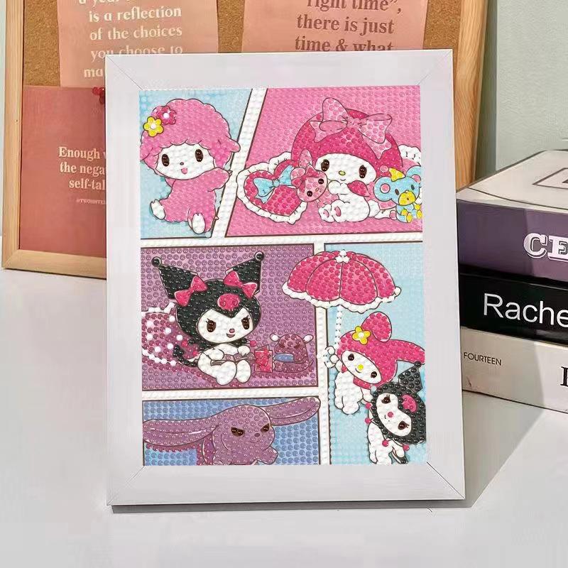 Kuromi Cartoon Diamond Painting Kit: Peace & Joy DIY Gift for Students and Kids.