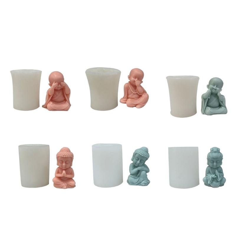 Buddhas Monk Shape Silicone Molds DIY Epoxy Resin Molds Table Ornament Mould Candle Plasters Making Tool Easy-to Clean