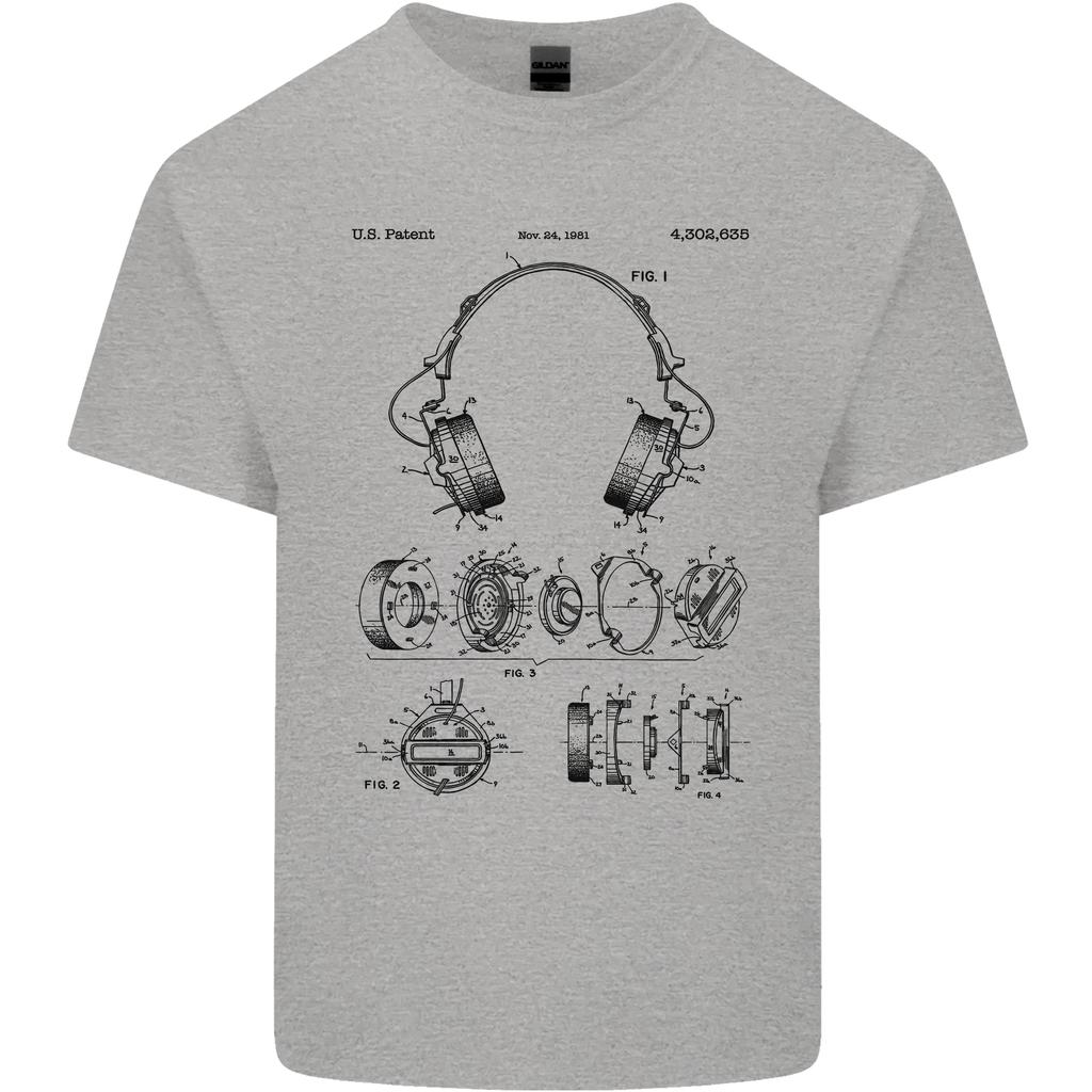 Headphones Patent Blueprint Dance Music DJ Unisexs Light Cotton TShirt