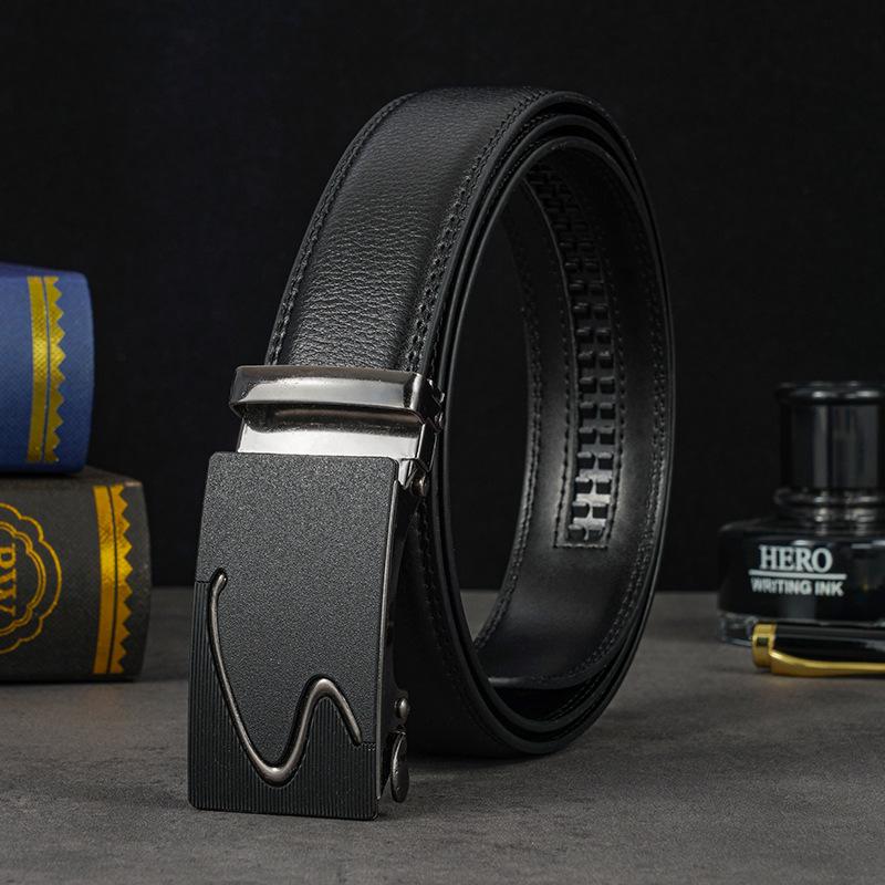 Men's Genuine Leather Automatic Buckle Cowhide Belt - Business Casual Style