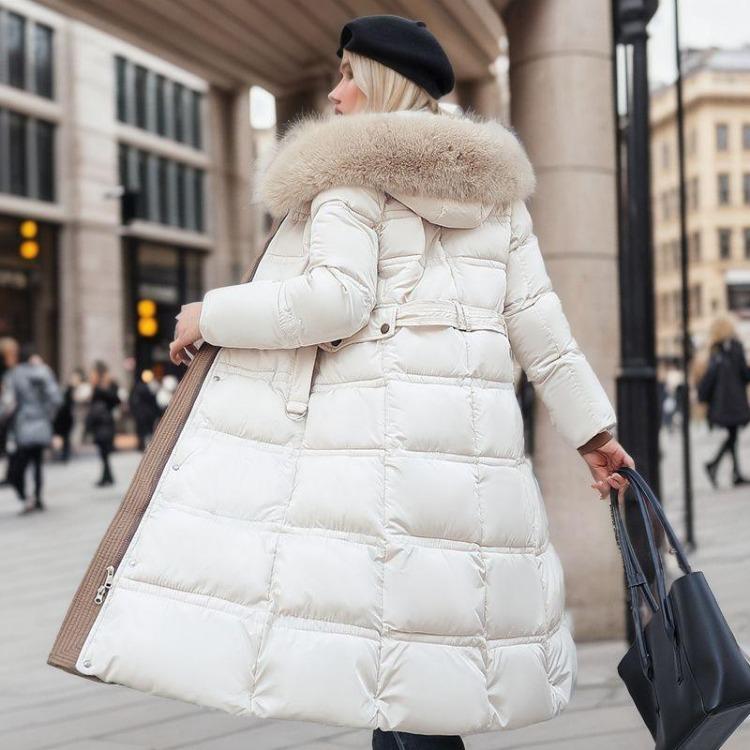 

Warm and Fluffy Lamb Wool Cotton Hooded Collar Parkers Coat Medium Long Winter Zipper Jacket XXL