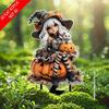 Płaska dekoracja akrylowa 2D czarownicy i kota na zewnątrz, do ogrodu, trawnika, roślin doniczkowych i sztuki krajobrazu, motyw Halloween, odpowiednia na 11 świąt