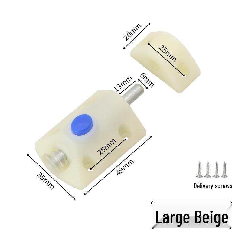 Plastic Spring Pin Door Bumper, Latch Bolt & Snap Lock Accessories for Cabinets and Windows.