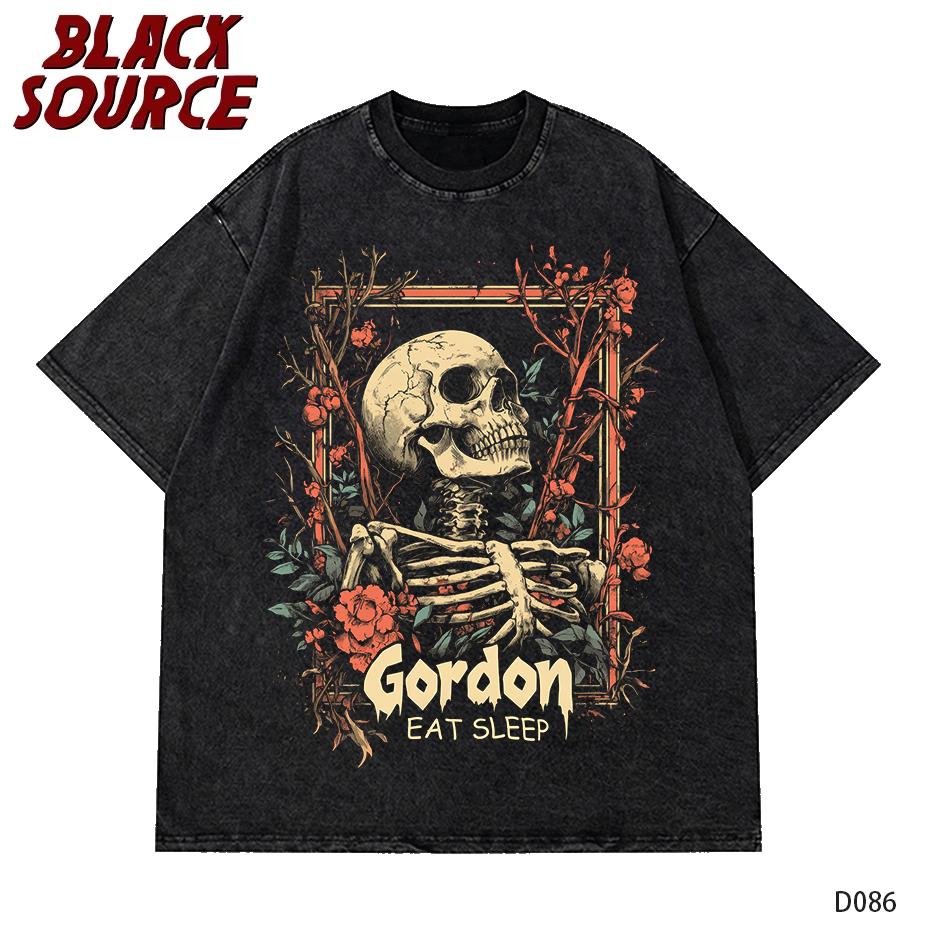 

TShirt Casual WomenS Cotton Washed TShirts Skeleton Man On The Balcony Printing Tops Oversize ONeck Soft Short Sleeve Female S