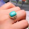 Creative Design of Square Turquoise Rings for Women Retro Charm Inlay Colorful Diamonds Ring Fresh Banquets Jewelry Gift