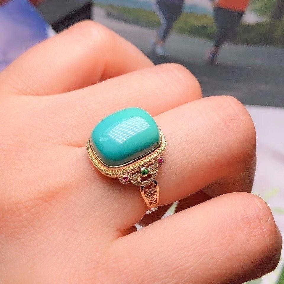 Creative Design of Square Turquoise Rings for Women Retro Charm Inlay Colorful Diamonds Ring Fresh Banquets Jewelry Gift
