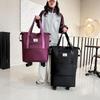 Large Capacity Multifunctional Trolley Handbag: Portable Travel, Business Trip & Maternity Storage Solution with Removable Wheels