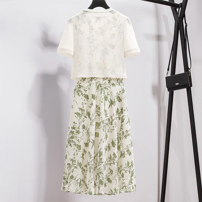 Damen Sommer Blumen Zweiteiliges Kleid Set