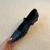 Sheepskin version~ New rivet square head personalized small leather shoes women's one-word buckle low-heeled leather shallow mouth Mary Jane sing