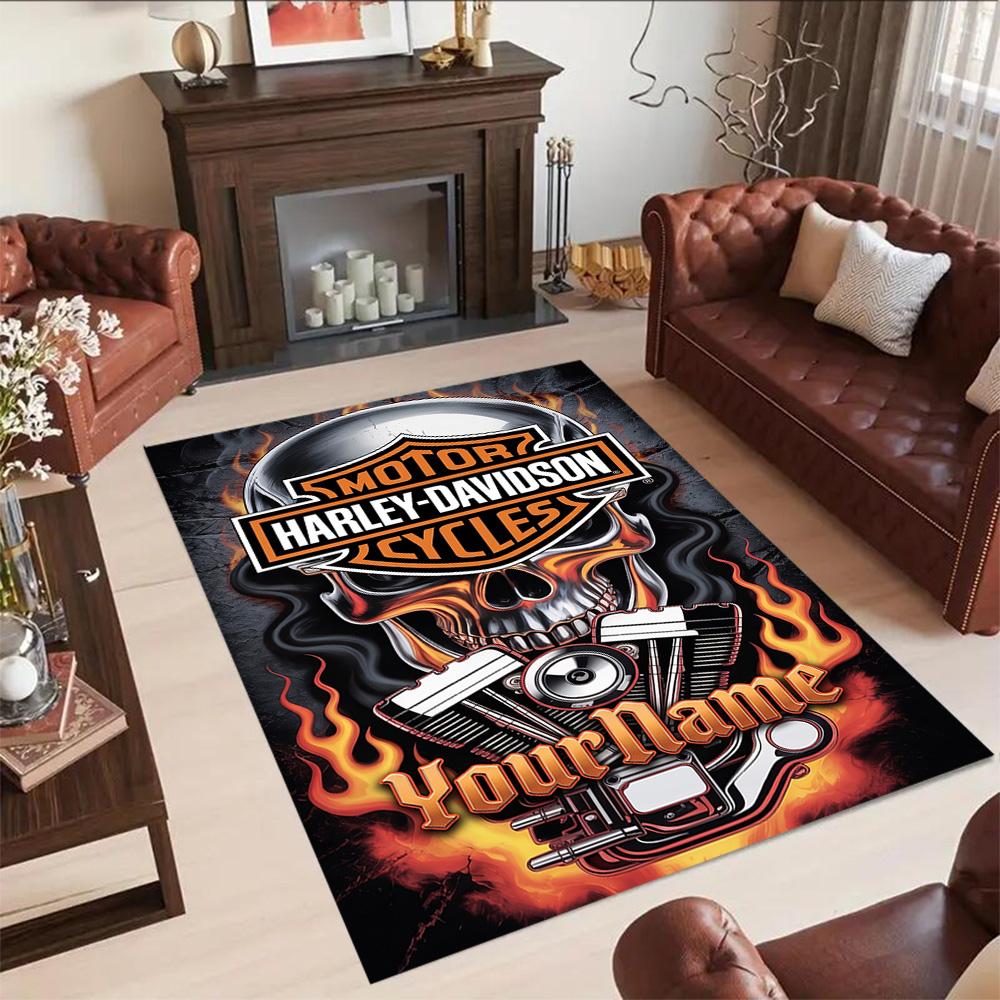 Harley-davidson Motorcycles Customized Name Area Rug Suitable for Living Rooms Bedrooms Balcony Playrooms Antislip Carpet Decorate Offices