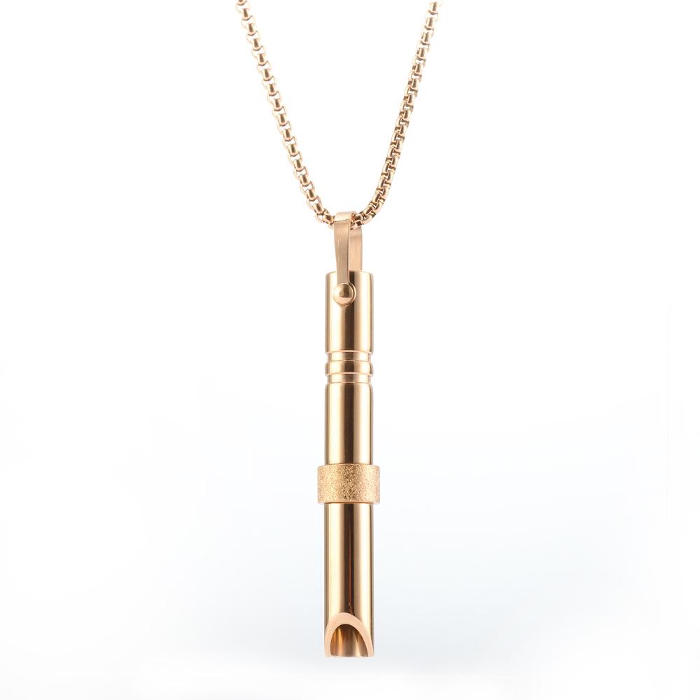 Meditation Whistle Titanium Steel Pendant Necklace, Adjustable Breathing Stress Relief Jewelry, Casual All-Season Accessory
