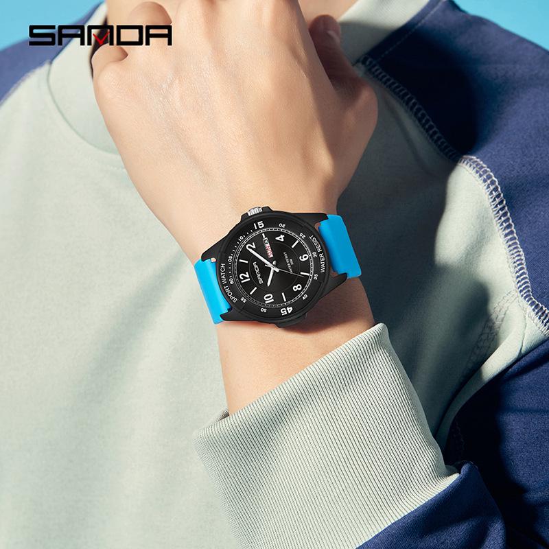 Sanda Fashion Youth Quartz Wristwatch: Casual Digital, Dual Calendar, Luminous, Waterproof, Unisex.