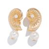 Fashion Gold Color Shell Pearl Pendant Earrings For Women Exaggerated Metal Geometric Temperament Earrings Jewelry Accessories