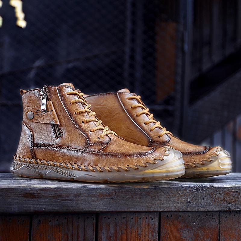 TUINANLE Podzimní pánské martensky Velká velikost Kožené pánské kotníkové boty Trendy pánská obuv