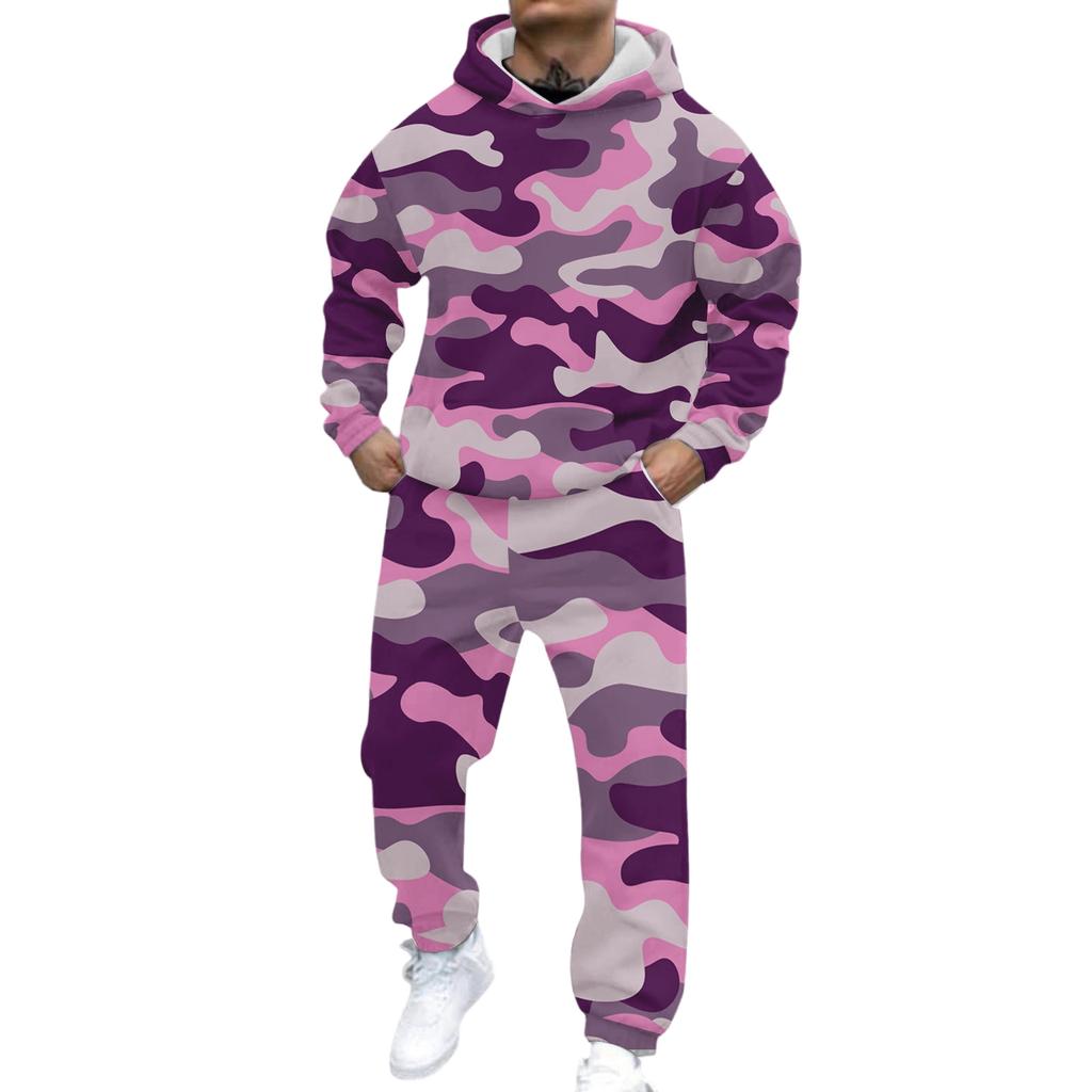 Herren Casual und personalisiert bedrucktes Langarm-Kapuzensweatshirt, Herren Sport-Sweatshirt und Sweatpants zweiteiliges Set