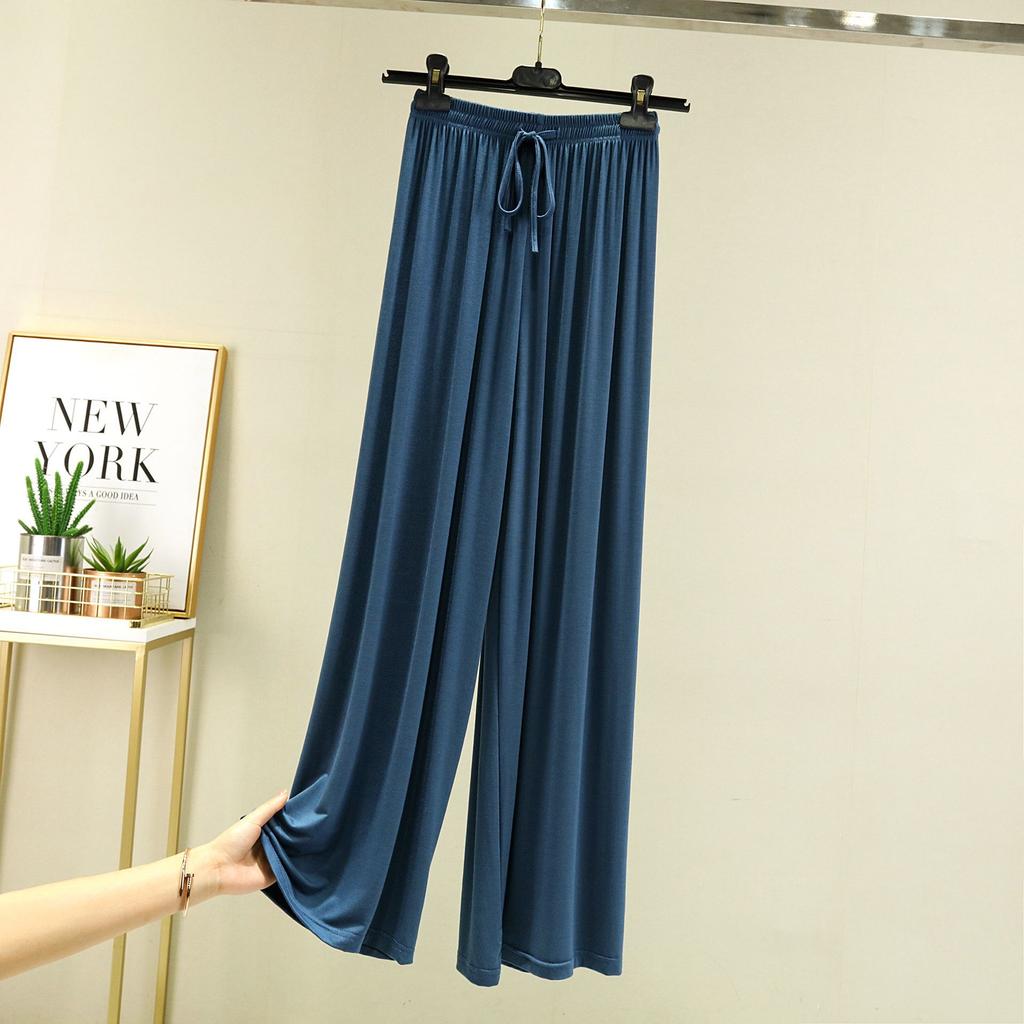 Einfarbig Hohe Taille Frühling Sommer Herbst Gerade Schnürung Dünne Loungehose Elastische Taille Lockere Freizeithose Lässige Yoga-Home-Hose