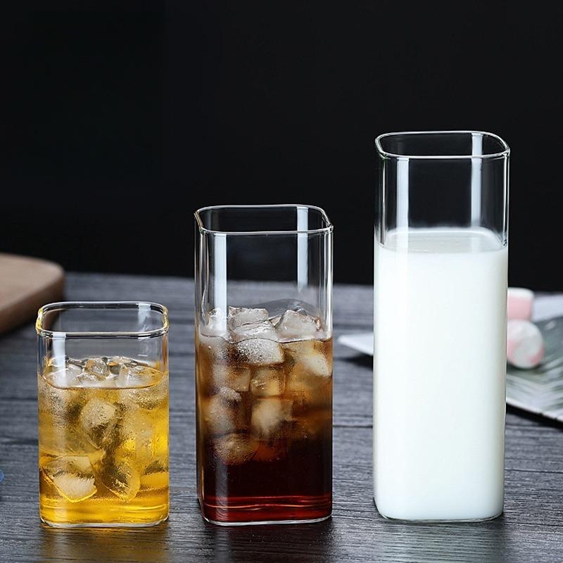 2 BUC Cană Pătrată de Sticlă Cană de Cafea Rezistentă la Căldură Căni de Apă Sticlă Transparentă Cană de Ceai pentru Băut Lapte Bere Ceai Suc Vin