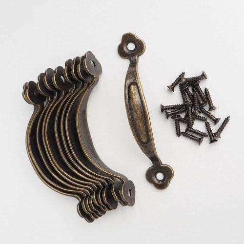sempiterno Antique Handles, Retro Arched Pull Handles, Zinc Alloy Arched Box Handles, Antique Style Screws for Furniture, Wardrobe, Kitchen Cabinet, D