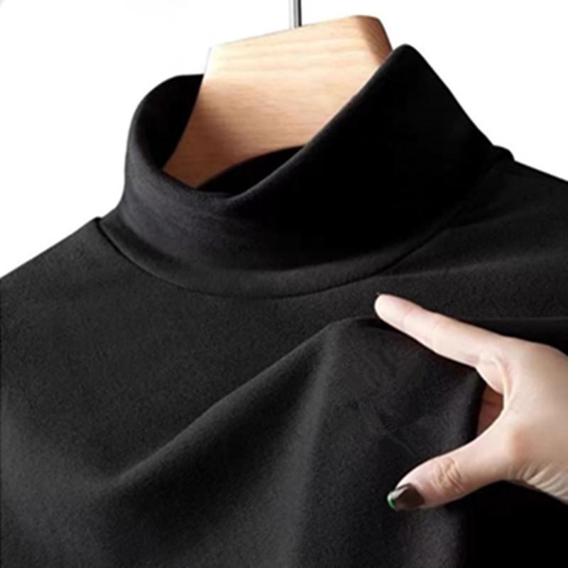 Men’s Double-Sided Fleece Long-Sleeve T-Shirt with Half-High Collar - Thickened Base Layer for Autumn/Winter