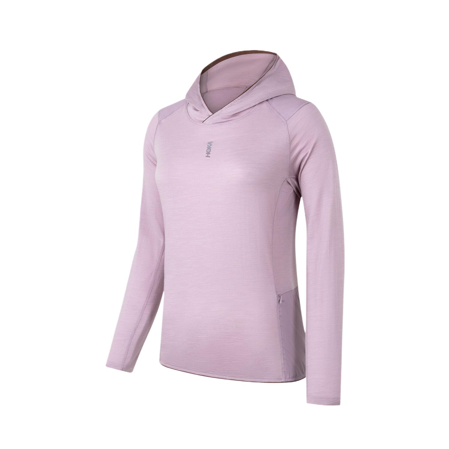 Hoka One One Merino Hooded Long Sleeve Pullover Solid Color T-Shirt Women tops 1182259-FLL S