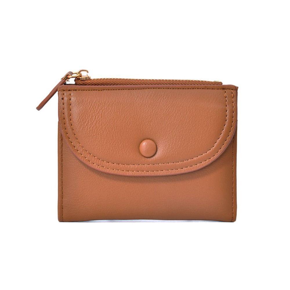 

Purse Short Wallet Short Clutch Card Bag Simple Solid Color Card Holder Men коричневий