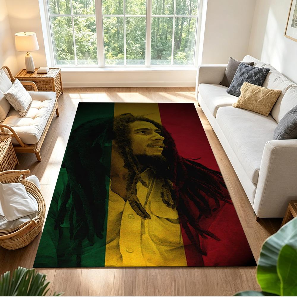 Bob Marley Floor Mat Suitable for Living Rooms Balcony Entryway Playrooms Anti-slip Rug Anime Office Decor Best for Christmas